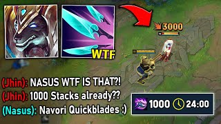 Nasus but I can Q every 0.01 seconds and stack to oblivion (1000 STACKS AT 24 MINUTES)