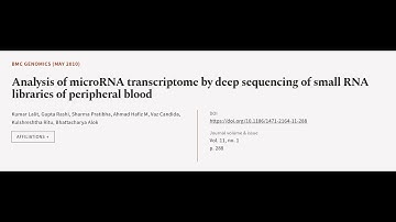 Analysis of microRNA transcriptome by deep sequencing of small RNA libraries of perip... | RTCL.TV