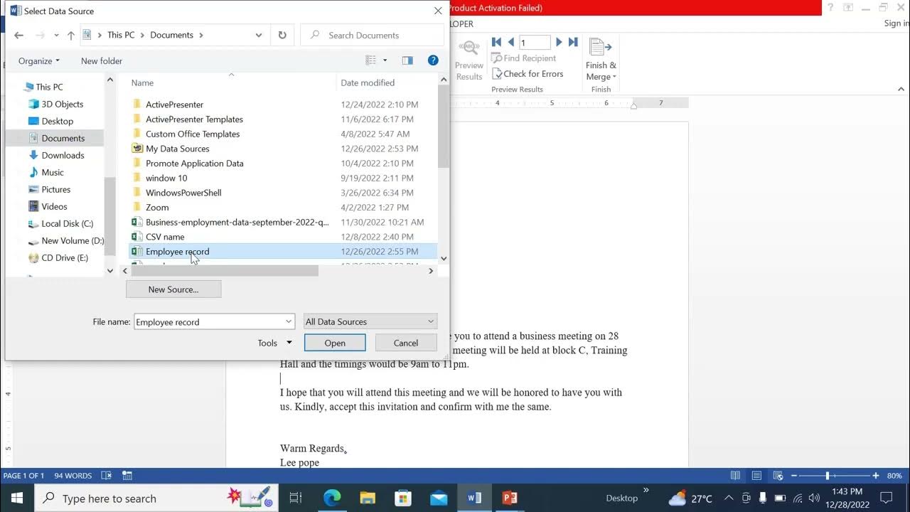 Mail merge excel to word document youtube