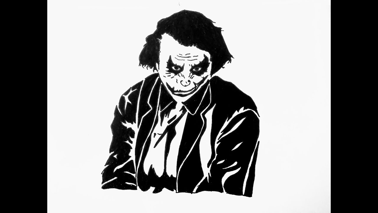 Speed Drawing Joker Hitam Putih Keren Youtube