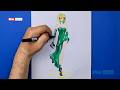 How to Draw Fashion Illustration - Elegant Green Dress Tutorial | SSM Fashion
