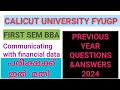 Calicut University FYUGP BBA First Sem |Communicating with Financial Data |2024 PYQ &amp;Answers-PART 1