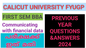 Calicut University FYUGP BBA First Sem |Communicating with Financial Data |2024 PYQ &Answers-PART 1