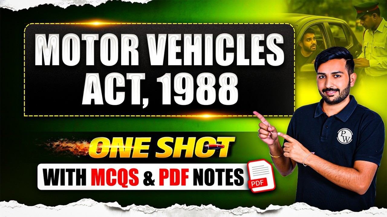 Motor Vehicle Act 1988 In One Shot 🔥| Most Important MCQs Marathon | MP ADPO 2026 | Judiciary By PW