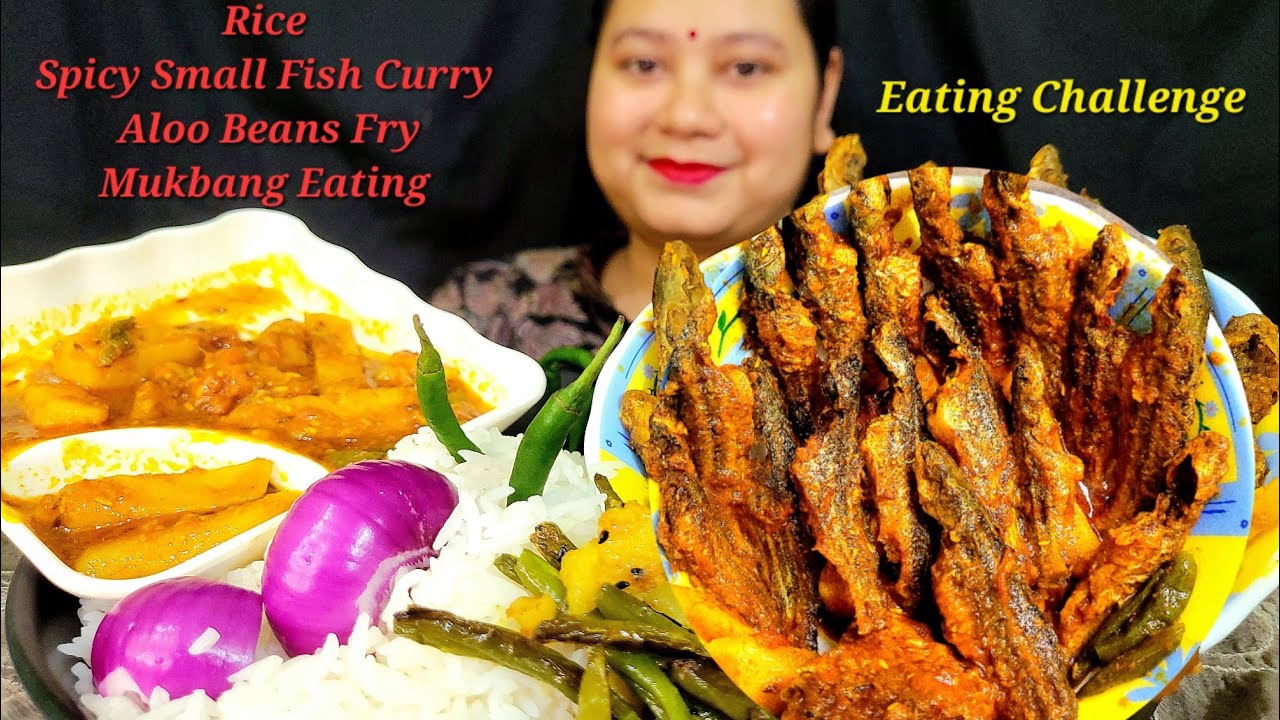 Asmr Spicy Small Fish Curry Eating Challenge With Basmati Rice|Spicy Tangra FishCurry Eating|Mukbang