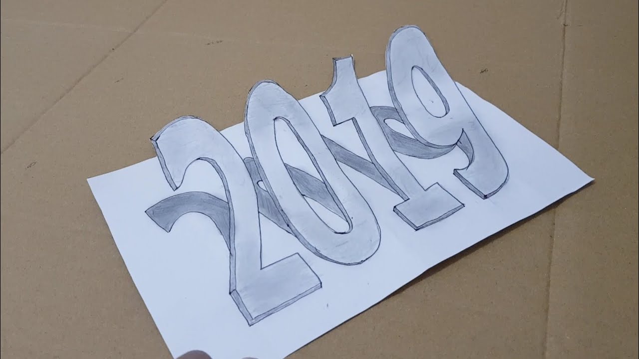 Happy New Year 2019 ||  drawing 3D