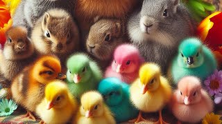 Catch cute chickens, colorful chickens, rainbow chickens, rabbits, cute cats, ducks, guinea pigs