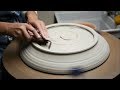 Trimming an Undercut Double Footring (for Hanging) on huge Platter on the Wheel- Part 2