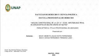 PLAN DE TESIS - ANALISIS CONSTITUCIONAL DE LA LEY N° 32330. DIOGO TRINIDAD Y BEBETO SOTO