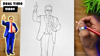 How To Draw B. R. Ambedkar Full Body Real Time Drawing Video @AjArts03