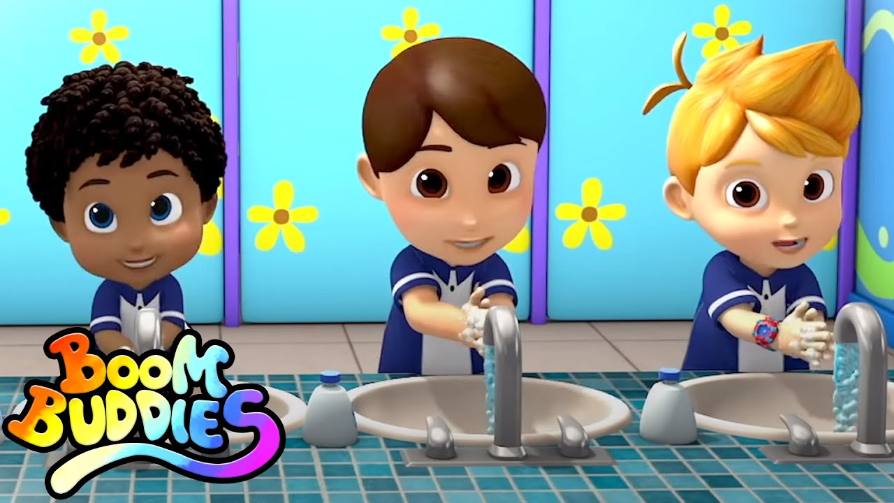 Cuci tangan Anda | Bayi sajak | Puisi untuk anak anak | Boom Buddies Indonesia | Video prasekolah