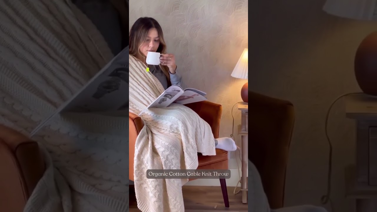 Organic Cotton Cable Knit Throw