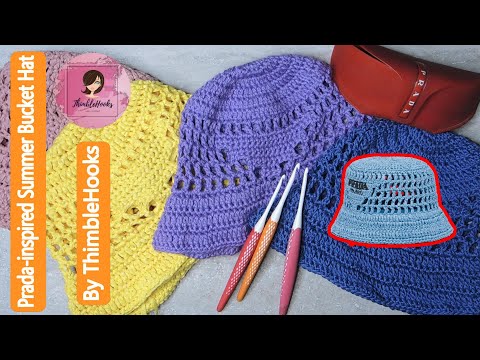 EASY Prada Inspired Raffia or Cotton Summer Matching Bucket Hat / Crochet / How to do it