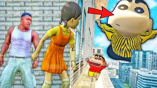 Franklin and Shinchan & Pinchan play HIDE AND KILL with Squid Game Doll In GTA 5