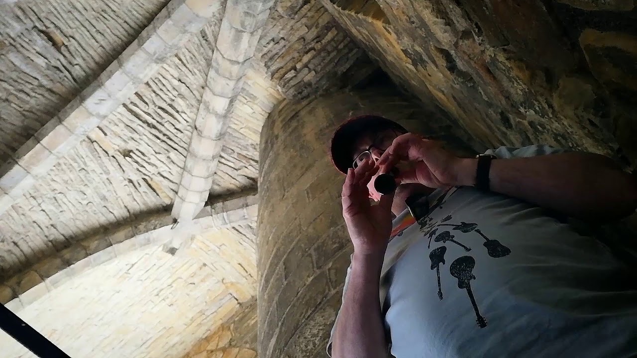 Playing recorder in Richmond Castle