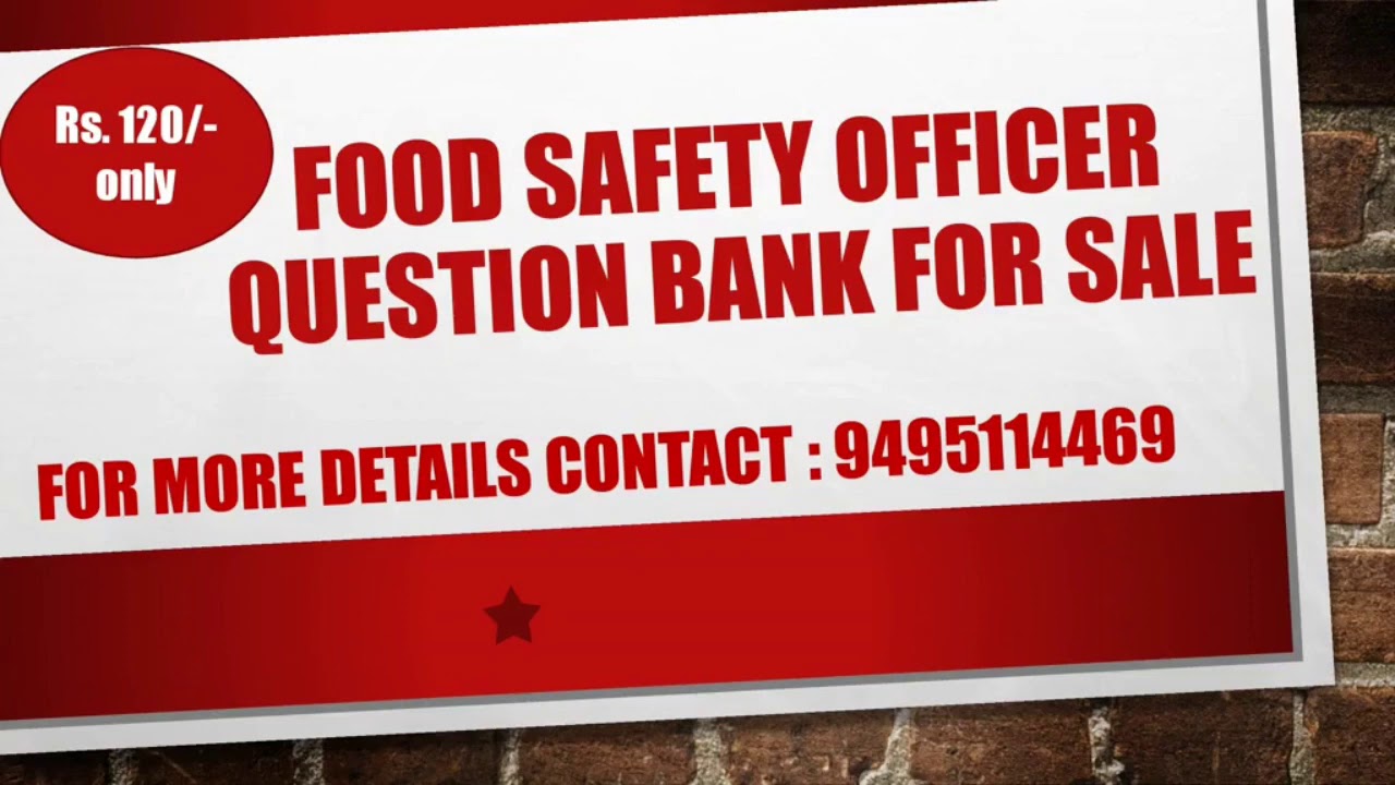 Food safety officer kerala psc (fso special mcq ) YouTube
