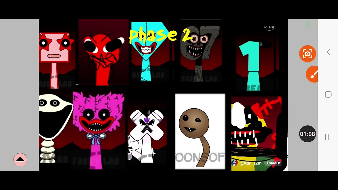 All phases in New sprunki oc ten from numberblocks from 1 to 6 part 2