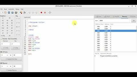 ADDITION OF TWO 8 BIT NUMBERS IN 8085 SIMULATOR(GNUSIM8085)