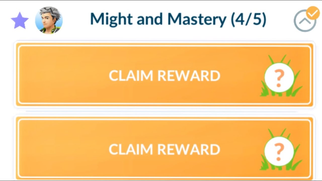 Might and Mastery Special research task 3/5 and 4/5 page in Pokemon go.