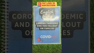 English project file class 12th | Corona Pandemic and The Fallout on Families Project | Class12 CBSE