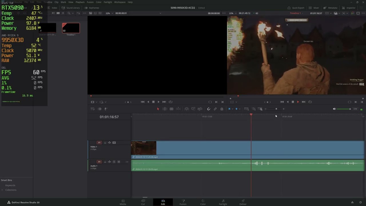 DaVinci Resolve 4K Render Performance | RTX 5090 + Ryzen 9 9950X3D