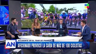 Una aficionada provocó la caída de más de 100 ciclistas