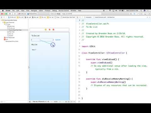 Connecting Your User Interface to Code Swift 4 Programming Language (To Do List Tutorial)