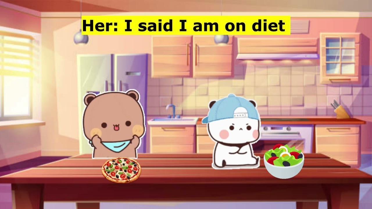 Diet vs Love 😋💞 |Cute Couple Fight| |Bubu Dudu| |Peach Goma| |Milk Mocha Bear|