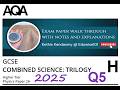 AQA GCSE (2025) Combined Science Physics - Paper 2: Q5 Higher Tier Past paper Waves