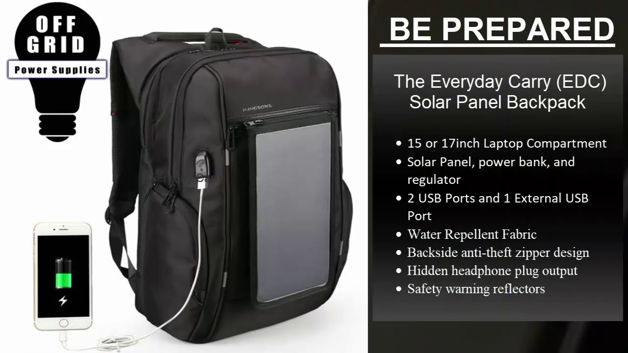 EDC Solar Panel Backpack YouTube