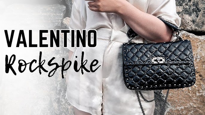 Valentino Silver Quilted Leather Medium Rockstud Spike Shoulder Bag