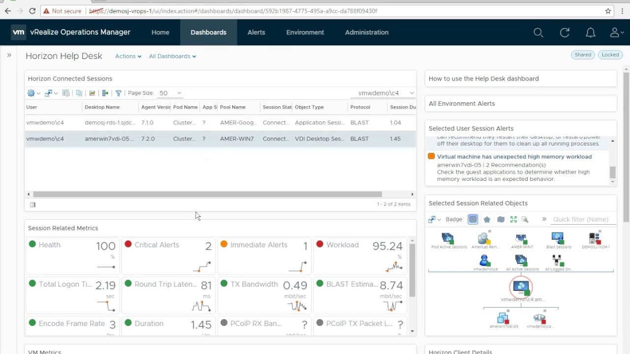 vROPs for Horizon How To Horizon Help Desk Dashboard YouTube