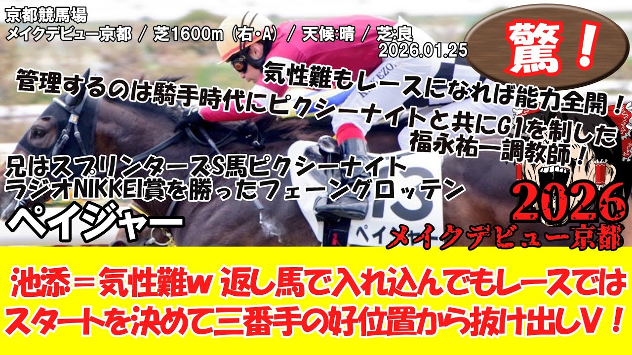 希少【メイショウタバル】メイクデビュー 単勝券 100円 2023年京都競馬 競馬】 驚き！ メイクデビュー京都 (2026.1.25・京都5R) 2026