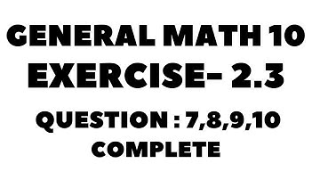 10th Class General Math, Chapter 2 , Exercise -2.3  Question 7,8,9,10 Complete