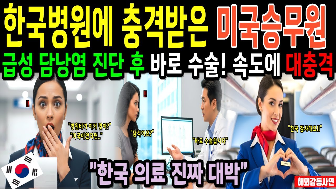 한국 에서 급성 담낭염으로 응급수술 받은 미국 승무원이 충격받은 이유, 한국 의료기술과 의료비에 충격! “이 금액 맞아요?” [해외감동사연] 