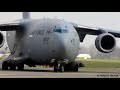 USAF Boeing C-17A Globemaster III Landing &amp; Taxi at Charleroi Intl Airport