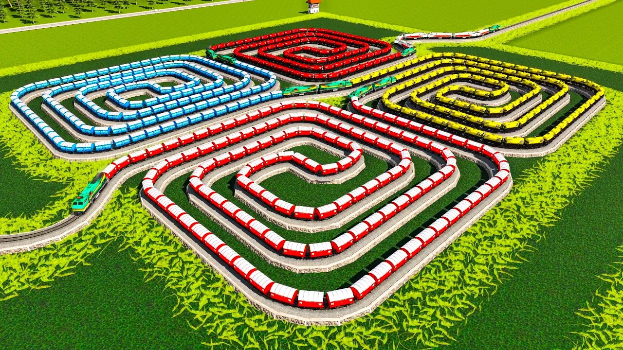 Kereta Api Cepat Melintasi 4 Rel Labirin Raksasa🚦Rel Labirin Kotak Sulit Di Lintasi⚠️Trainz 2022