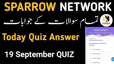 Sparrow Network Today Quiz Answer|sparrow Network kyc|sparrow Network New Update 