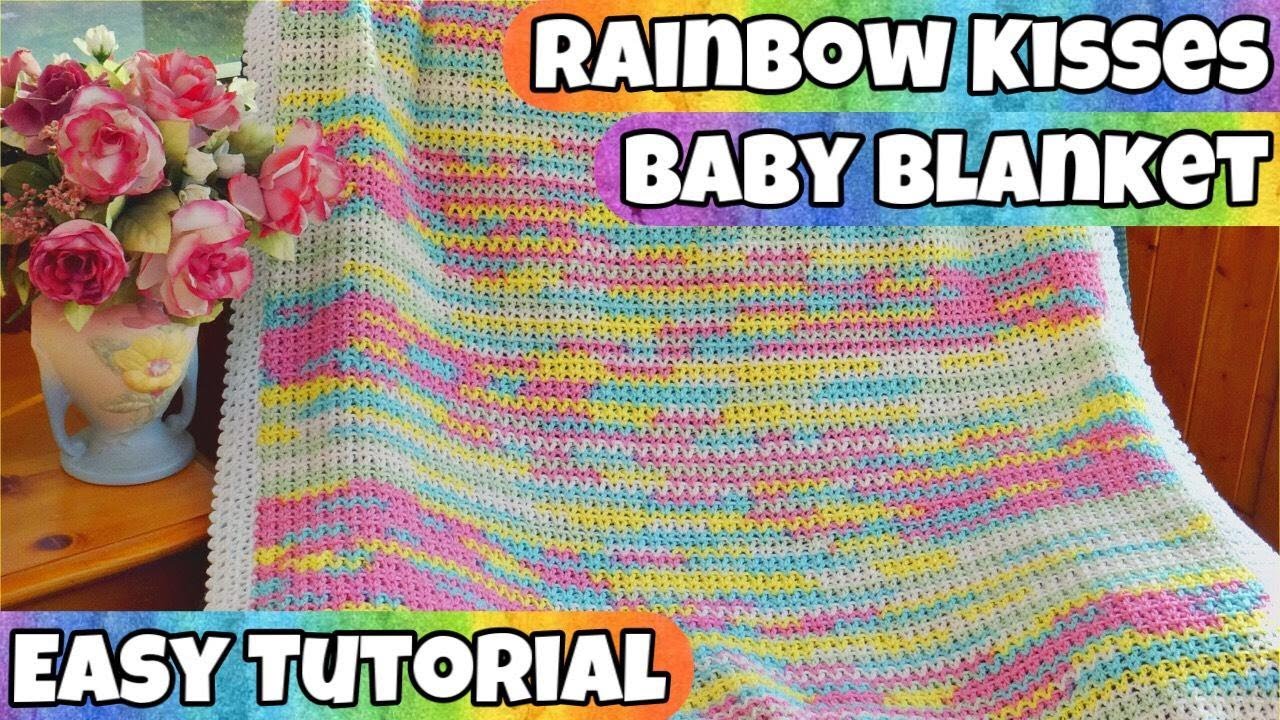 New "Rainbow Kisses" Baby Blanket Easy Crochet Tutorial YouTube