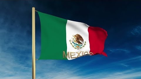 4K Mexico flag slider style with title. Waving in the wind with cloud background animation Stock