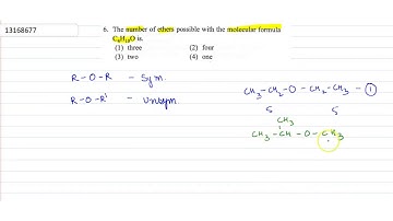 The number of ethers possible with the molecular formula `C_(4)H_(10)O` is.