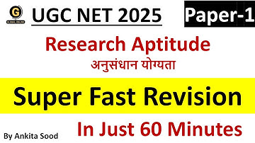 Research Aptitude Full Syllabus Revision for UGC NET 2025 |Paper 1 Most Important Topics Preparation