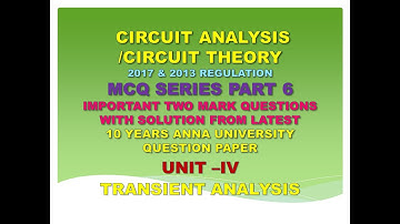Circuit analysis MCQ | Circuit theory MCQ | Transient analysis MCQ | UNIT 4