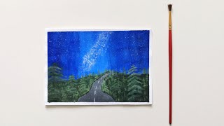 painting sky night acrylic easy way landscape milky