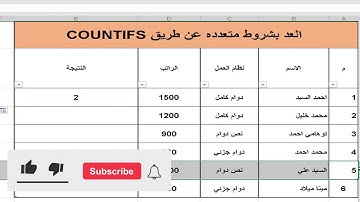 شرح دالة countifs في برنامج اكسل| جمع عدد الخلايا باستخدام اكثر من شرط في الاكسل | شرح دالة countifs