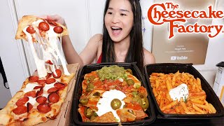 Extra Cheesy Cheesecake Factory Feast! Pepperoni Pizza, Factory Nachos & Five Cheese Pasta - Mukbang