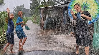 RAINY WALK IN A COLD COUNTRYSIDE OF INDONESIAN VILLAGE | ASMR | RAIN ASMR | ASMR TO SLEEP