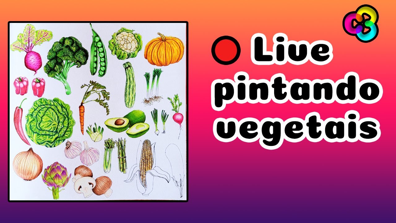 🐞LIVE - Pintando Vegetais no livro Segredos de Paris Zoe de Las Cases (Milho e Berinjela)