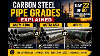 Carbon Steel Pipe Grades Explained | ASTM A106 vs A53 vs API 5L | Day 22 of 90 Days Piping series
