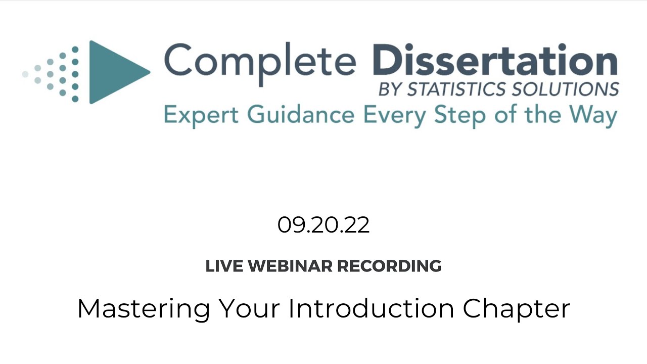 Mastering Your Introduction Chapter - YouTube